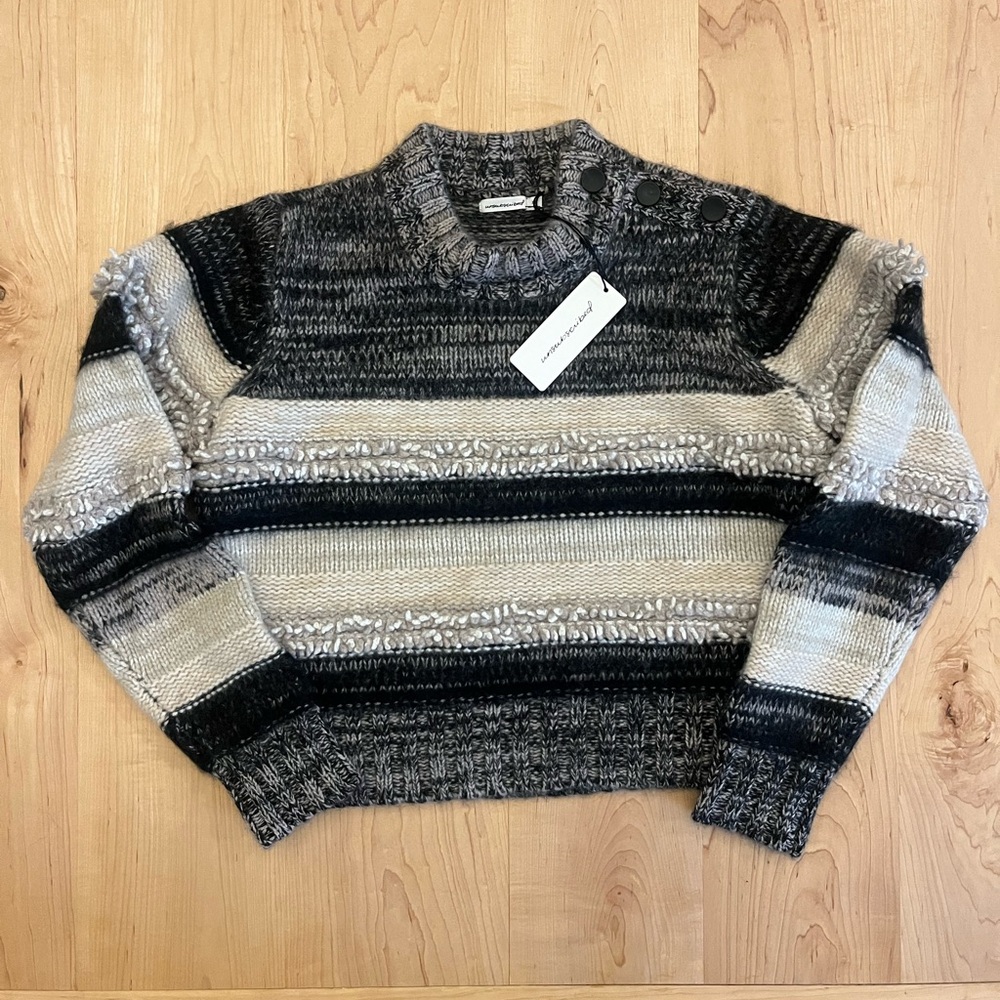 [Unsubscribed] NWT ‘Mixstitch Button Crew’ Cashmere Striped Sweater